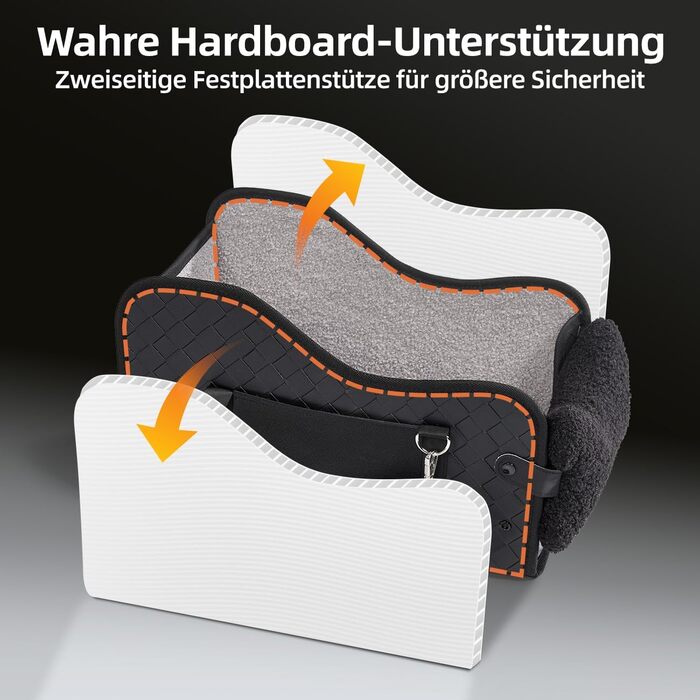 Автокрісло для собак та котів GGW | Безпечне автокрісло з подвійним кріпленням, водонепроникне, з кишенями, для малих собак та котів | Чорна шкіра