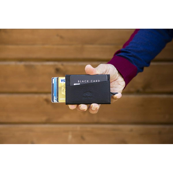 Круте шкіряне картхолдер Solo Pelle Mech (Чорний) з RFID захистом для 11 карт