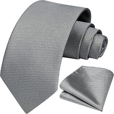Краватка чоловіча Enlision для весілля, однотонна, з кишеньковим хустинкою, формальна, сріблясто-сіра