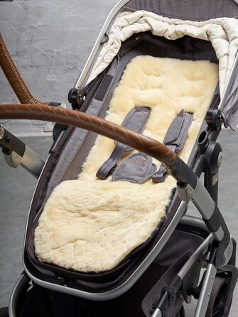 Універсальна овчина для дитячого візка Naturally Sheepskins, 75х30 см, натуральна лямка, дихаюча, елітна, тепла зимова підкладка, колір слонової кістки