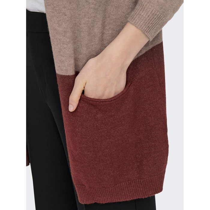 Жіноча в'язана жилетка ONLY Feale Strickjacke ONLQUEEN Sand Stripes / Бежево-коричневий, розмір L