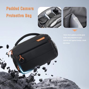 MOSISO Сумка для камери фотографа, водонепроникна сумка через плече для DSLR/SLR/беззеркальних камер Canon/Nikon/Sony, чорна
