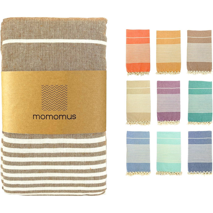 Великий пляжний рушник MOMOMUS Fouta XXL 200x200 см з бавовни з китицями