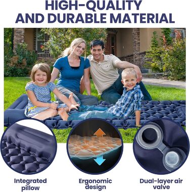 Саморозгортальний килимок Isomatte 8 см, Ultraleicht з подушкою та насосом для ніг, 198 x 68 см, портативний, компактний, для кемпінгу, подорожей, піших прогулянок