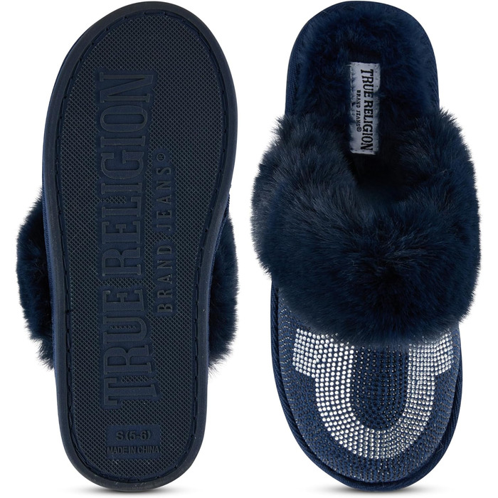 Тапочки True Religion для жінок, подарунок, комфортні домашні тапочки (джинс, розмір L)