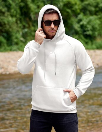 Світшот з капюшоном чоловічий COOFANDY, теплий, з кишенями, бавовна, білий XL