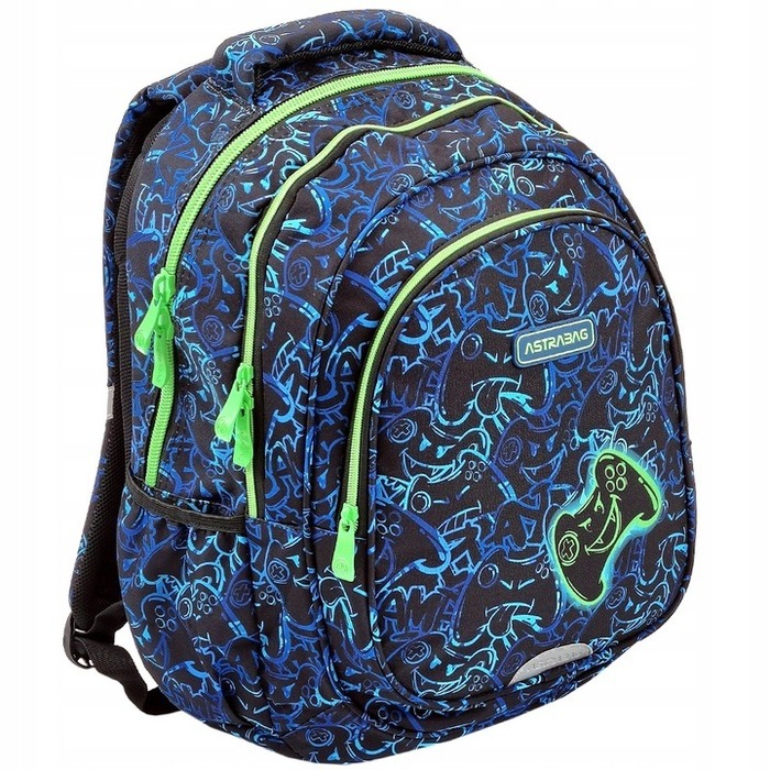 Багатовідсіковий шкільний рюкзак AstraBag (чорний, синій, зелений), 20 л