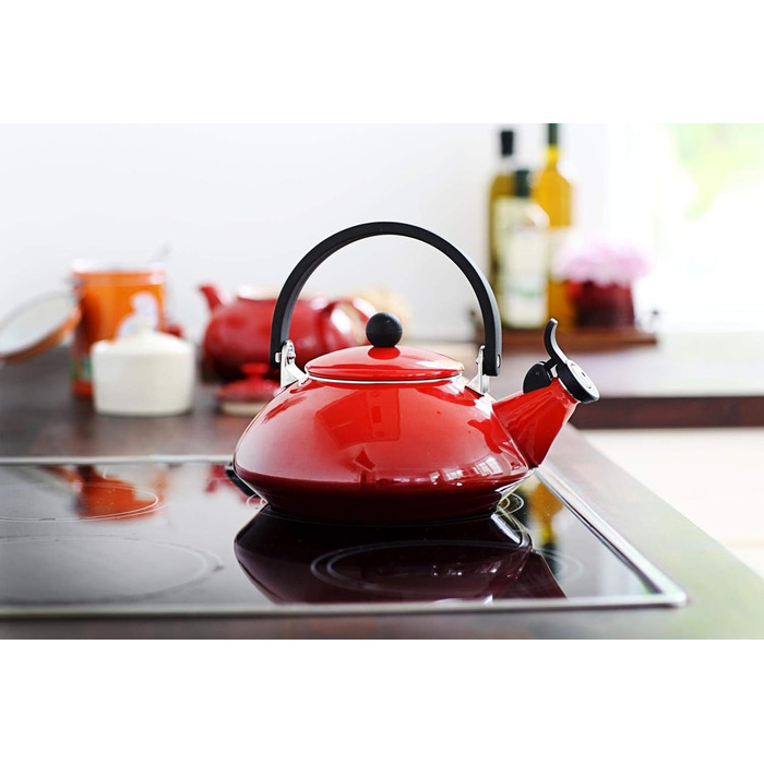 Le Creuset Zen Kettle, Capacity: 1.6 l, Enamelled Steel, Cherry Red, 92009600060000