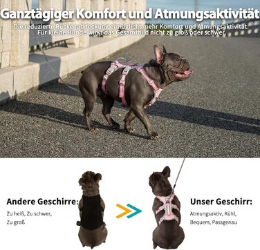 Шлейка для собак Huntboo, шлейка для собак, що не дає втечі, світловідбиваюча шлейка з м'якою ручкою, регульована жилетка для маленьких собак для прогулянок, тренувань (S) (Рожева, X-Small (упаковка з 1))