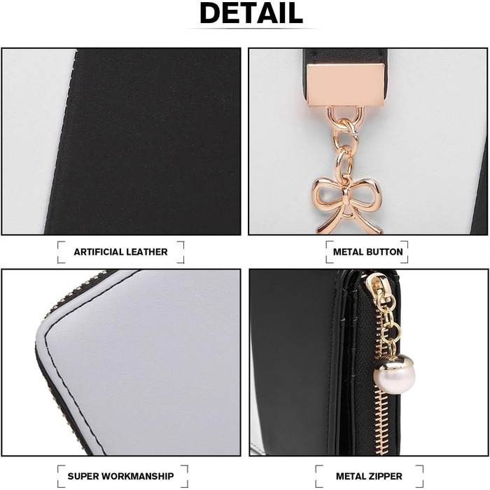 Сумка жіноча Miss Lulu середнього розміру з PU шкіри, сіра+чорна, з плечовим ремінцем для офісу, школи, подорожей та покупок