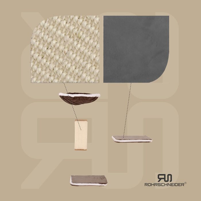 Комплект для лазіння котів Rohrschneider - стінова конструкція з гамаком та ігровими елементами, сірий