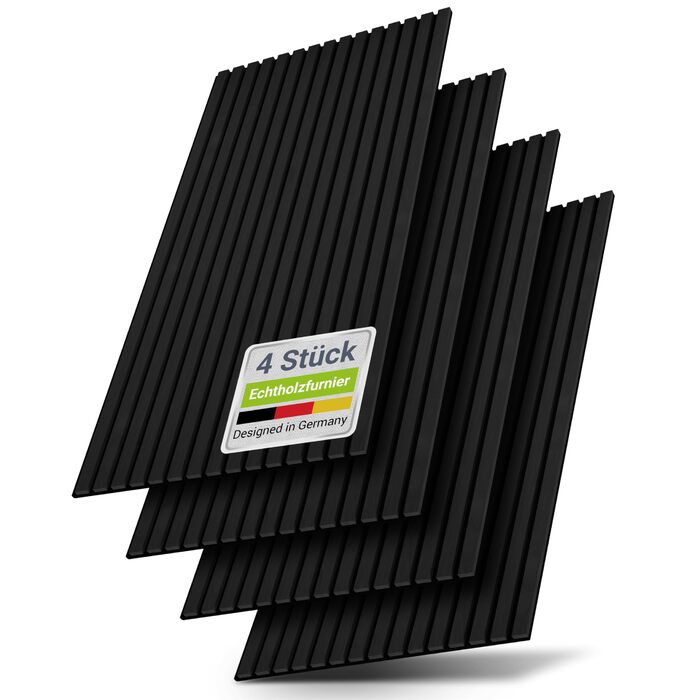 Акустичні панелі Juskys для стін, набір 4 шт (2,88 м²), 120x60 см, шумопоглинаючі декоративні панелі від луни та шуму, колір: чорний дуб