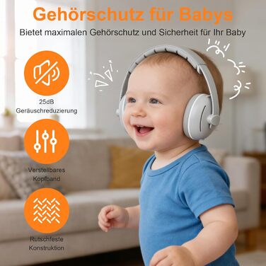 Навушники для захисту від шуму для малюків 2-в-1, 25dB, до 48 місяців, для дому та подорожей