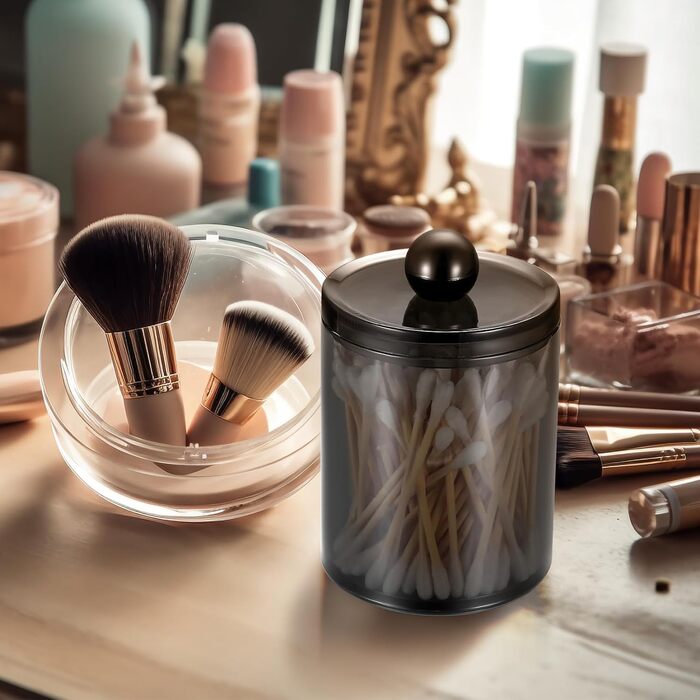 Контейнер для ватних паличок та дисків, органайзер для косметики з нержавіючою сталлю