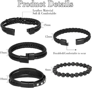 Чоловічий/жіночий браслет з дерева Manfn, 6 шт. у наборі, регульований, виготовлений з дерева, плетіння Gflochtns, стильний браслет на руку