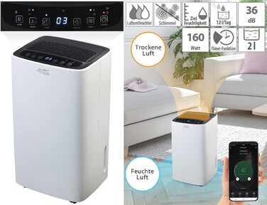 Електричний осушувач повітря Sichler з Wi-Fi, таймером та додатком, 12 л/день (Smart Home, осушувач повітря електричний)