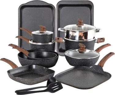 Набір каструль та сковорідок DishDelight з антипригарним покриттям для індукційних плит (12 шт.)