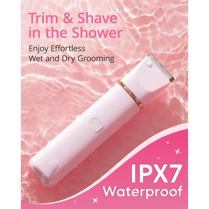 Електричний триммер для бікіні VG VOGCREST: безболісний жіночий депілятор для тіла, для рук, ніг, пахв та інтимної зони (рожевий, рожеве золото)