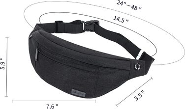 Чоловіча/жіноча поясна сумка-рюкзак на пояс, водонепроникна, для спорту, бігу, кемпінгу, подорожей (чорна)