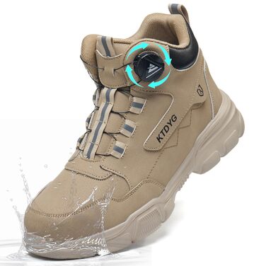 Черевики безпеки чоловічі/жіночі водонепроникні, легкі, спортивні, з металевим носком, антиковзаючі, з поворотним затвором (38 EU, Хакі)