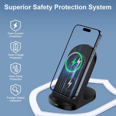 Бездротова зарядка Induktive 15W: швидка підставка для Google Pixel, Samsung Galaxy, iPhone