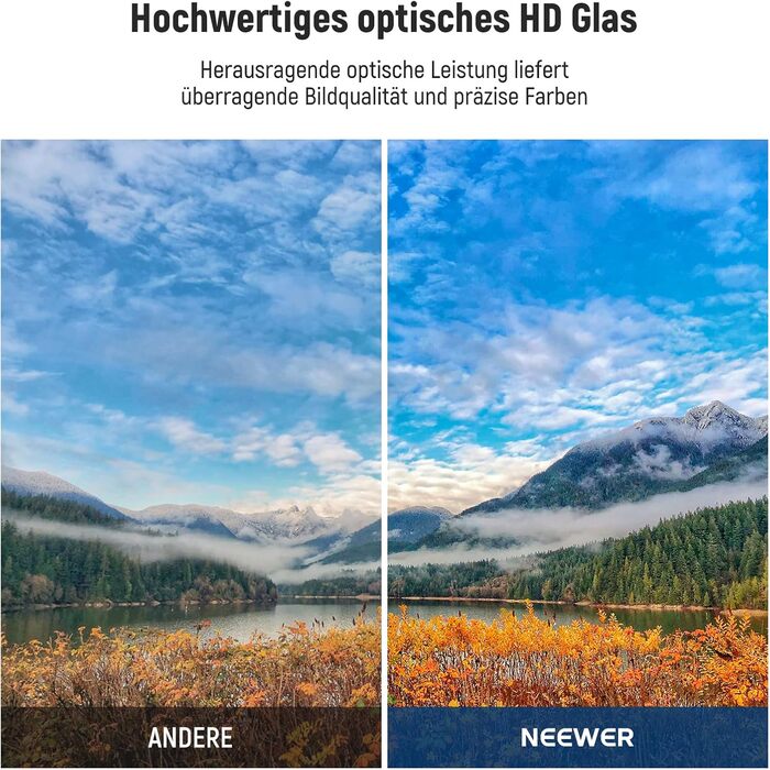 NEEWER 67mm UV-фільтр MC з кришкою об'єктива, нанопокриття, HD скло, водонепроникний, стійкий до подряпин, ультратонкий алюмінієвий корпус, ультрафіолетовий фільтр