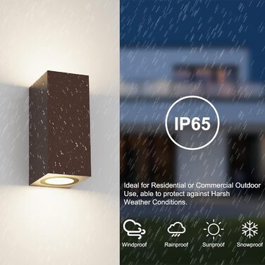 Настінні світильники Klighten 2 шт. для вулиці та дому, водонепроникні IP65, сучасний дизайн, алюміній, кутові, з патроном GU10, без лампочки (2 шт., колір: іржавий, 4 шт.)