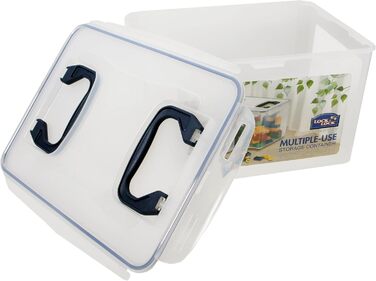 LocknLock PP CLASSIC Storage Box with Lid and Handles | 16 L, 361 x 274 x 212 mm | 100% Airtight | Semi-Transparent Storage Container | Storage Box with Lid for Household Items