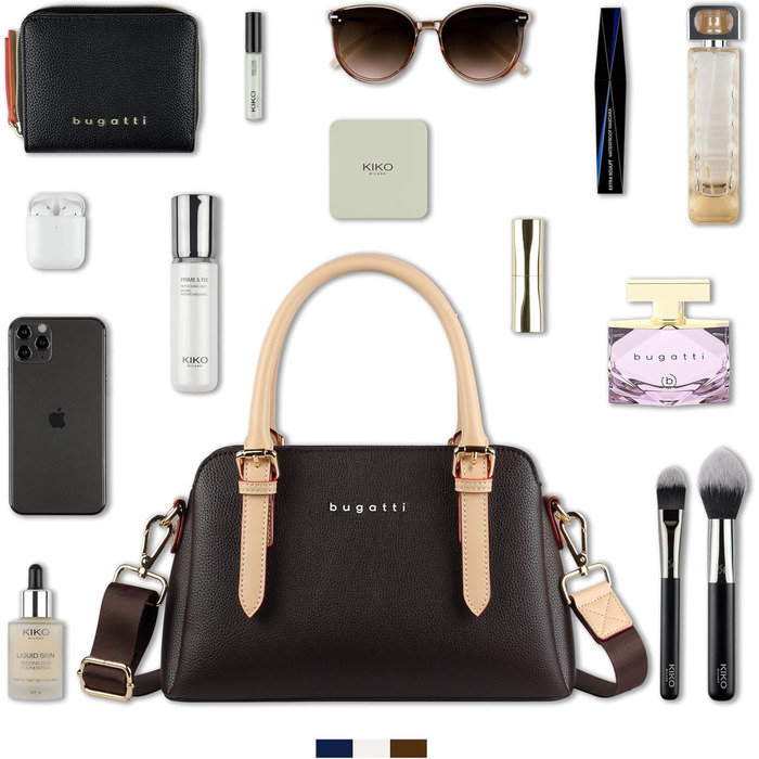 Сумка жіноча Bugatti Ella коричнева, маленька шкіряна сумка через плече для жінок