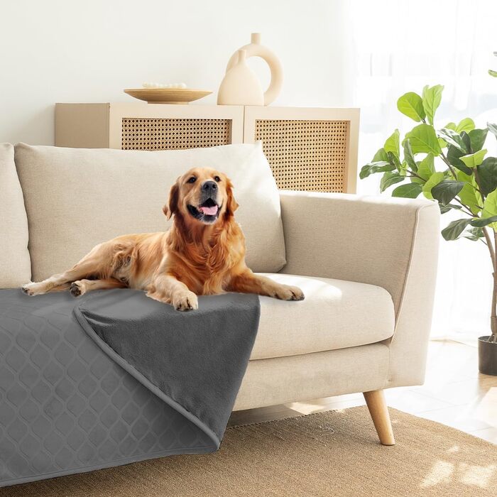 Водонепроникний килимок для собак, 127x152 см. М'який двосторонній коврик для собак великих порід, захист дивану, сірий + бежевий (світло-сірий + темно-сірий, 152x203 см)