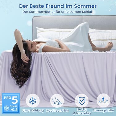 Охолоджуюча ковдра Arc-Chill Q-Max 0.5 Lavendelblau 220x240 см - двостороння, самоохолоджуюча, поглинає піт, дихаюча, сіра, для ліжка, дивана, подорожей