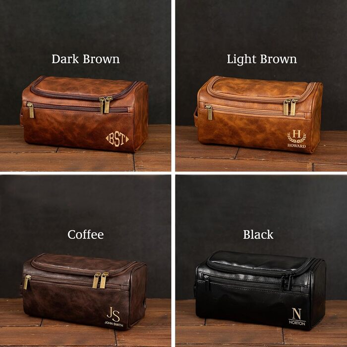 Чоловічий дорожній набір Kulturbeutel (2 шт.) з PU-шкіри, персоналізований, великий об'єм, подарунок на День батька, ювілей, День святого Валентина, бронзовий