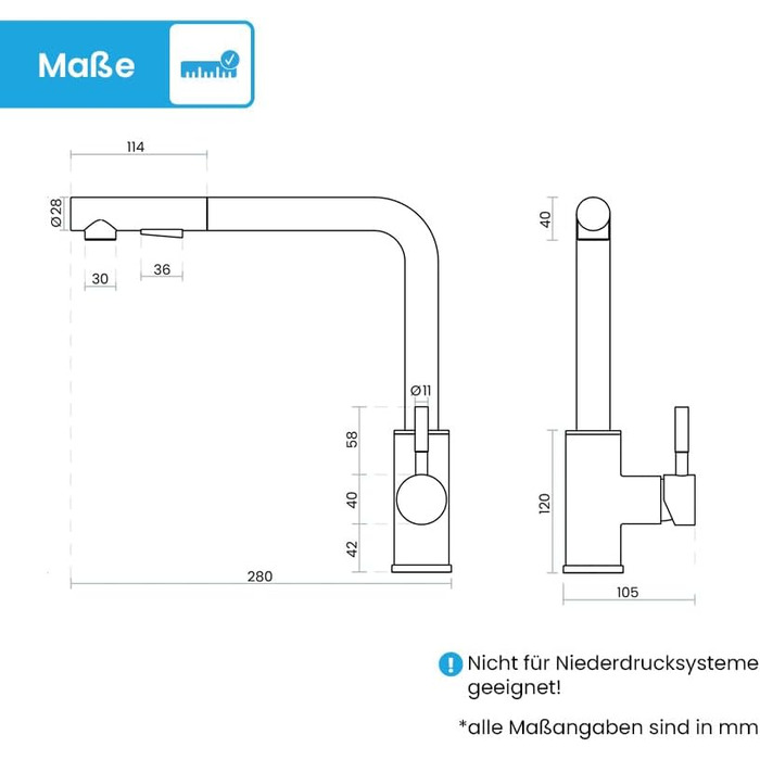 Кухонний змішувач Bächlein Varvaro – поворотний на 360° з висувним шлангом та душем – нержавіюча сталь
