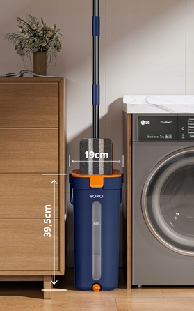 Плоский швабра YOKO TwinMop Pro з двокамерним віджимом (розділення чистої та брудної води) + 2 змінні насадки