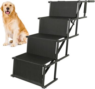 Східці для собак великих та маленьких порід, рампи для собак у машину, складані рампи для собак, неслизькі, до 80 кг, чорний