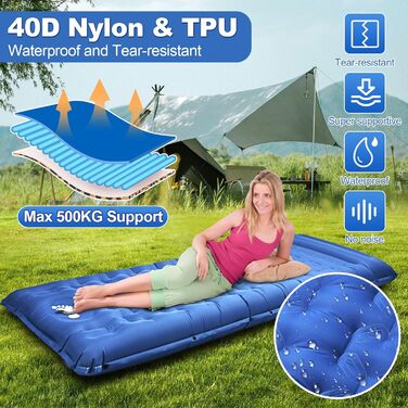 Wholede Self-Inflating Insulated Sleeping Pad for Camping - Lightweight & Waterproof Mat for 1 Person - Ideal for Backpacking, Hiking, Trekking & Tent Use