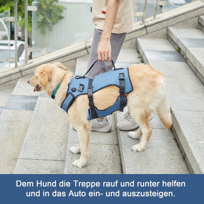 Підтримка для собак COODEO - дихаючий реабілітаційний пояс для літніх собак з проблемами суглобів, артритом або паралічем, повна підтримка тіла з регульованими ручками (Блакитний, L)