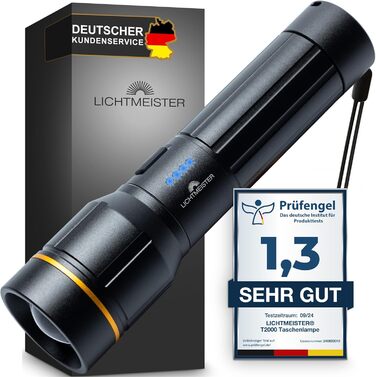 LICHTMEISTER® Ліхтарик LED 2000 люмен, акумулятор 5000 мАг, надяскравий, акумуляторний