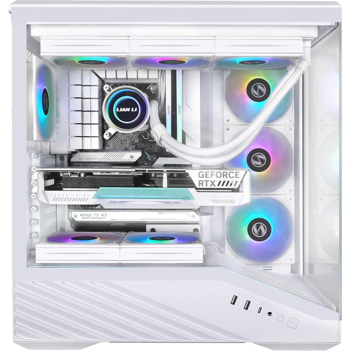 Корпус для ПК Lian Li Vector V100 – ATX Midi Tower з Tempered Glass, RGB-підсвічуванням, 4x 120мм вентилятори, підтримка радіатора 360мм, GPU до 415мм, Back Connect, білий