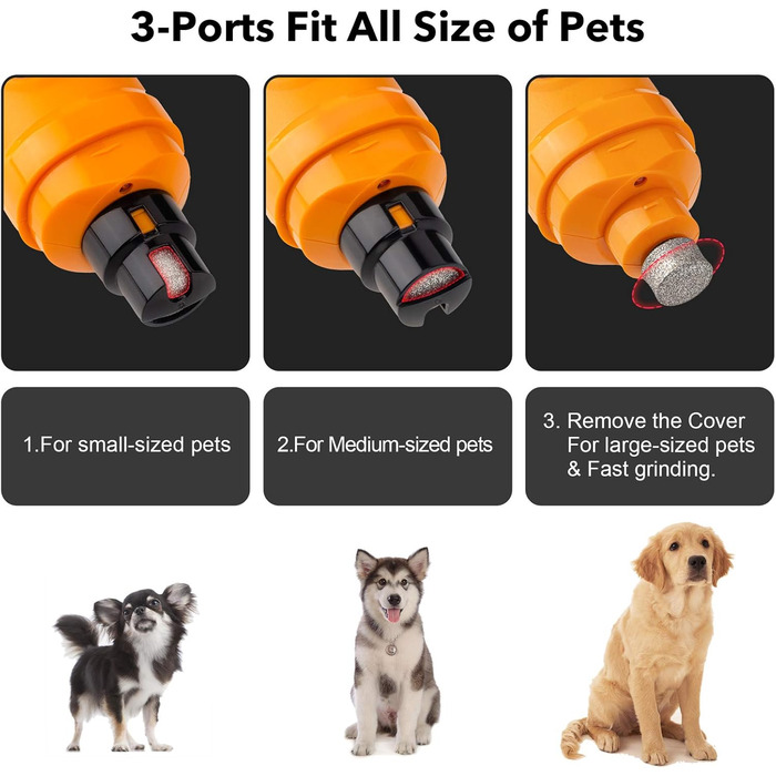 Електричний точило для собак та котів Casfuy з LED-підсвіткою, 2 швидкості, тихе, потужне, для малих та середніх порід, помаранчеве