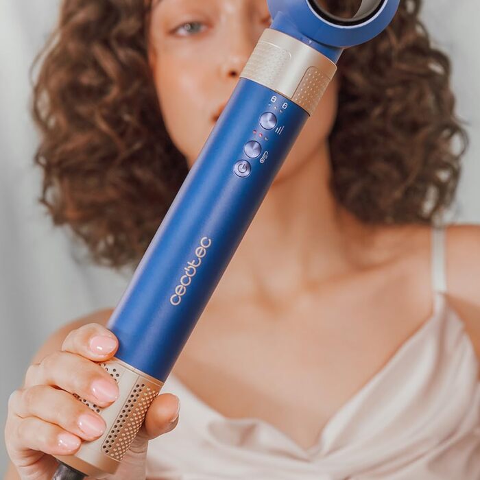 Фен-щітка Cecotec AirGlam Blue 12in1 з Coanda CeramicCare - 12 насадок, 1400W, цифровий двигун, зменшує пухнастість