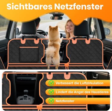 Автомобільна захисна накидка на заднє сидіння для собак, 600D, водовідштовхувальна, стійка до подряпин, з боковими захистами та оглядовим вікном, універсальна, для собак