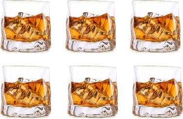 Набір склянок для віскі з нерівними гранями, 6 шт. Об'єм 250 мл. Стильні келихи для скотчу, бурбону, рому. Ідеальний подарунок для тата, чоловіка, друзів. Прозорі скляні келихи для бару.
