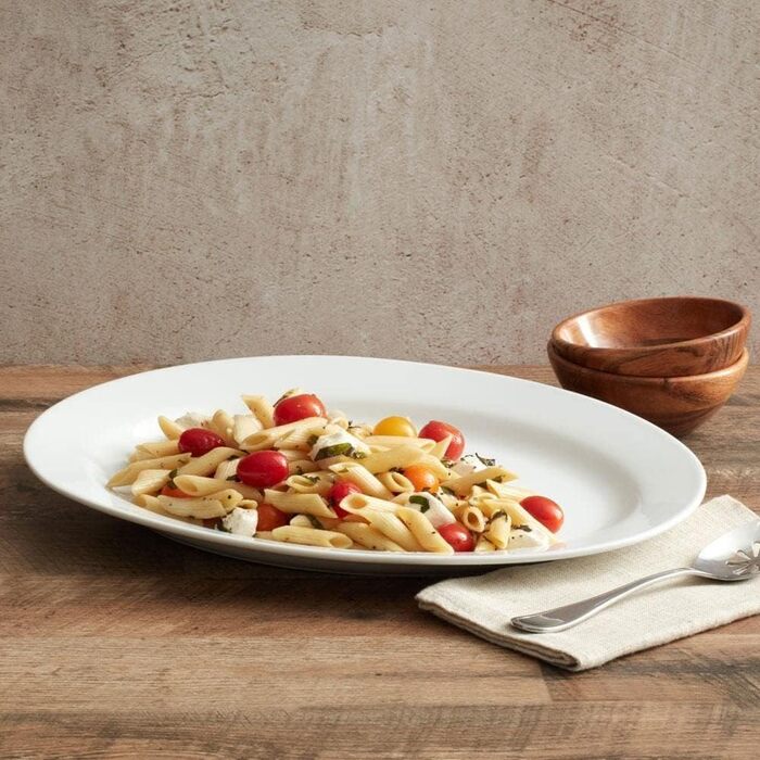 UIBFCWN Porcelain Serving Platter Set of 2, 35.5 X 23.3 cm, Oval Large Serving Tray Set, Ceramic Serving Plates/Dinner Plates for Buffets, Sushi, Cakes, Meat, Fish, Appetizers at Home/in Restaurants