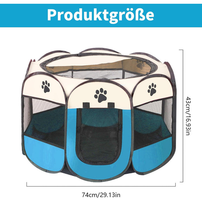 Змінний вольєр для цуценят, портативний огородження для собак, кроликів та котів (синьо-білий)