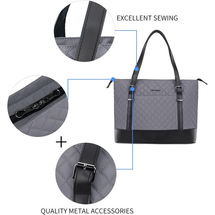 Сумка для ноутбука KROSER жіноча чорна елегантна 15.6