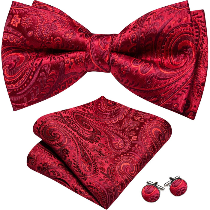 Набір краваток-метеликів, нагрудних хустинок та застібок для манжет Barry.Wang для весіль та урочистих заходів (шовк з візерунком павазьок)