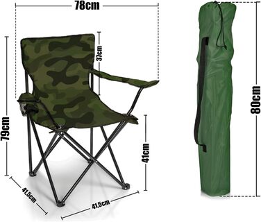 Крісло для риболовлі BigDean 2X: складане, з підстаканником та сумкою - ідеальне для кемпінгу, риболовлі та відпочинку на природі (камуфляж)