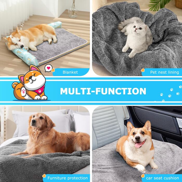 Плед для собак та котів Nobleza: м'який флісовий плед, 100x80 см, 2 шт. (темно-сірий та світло-сірий)