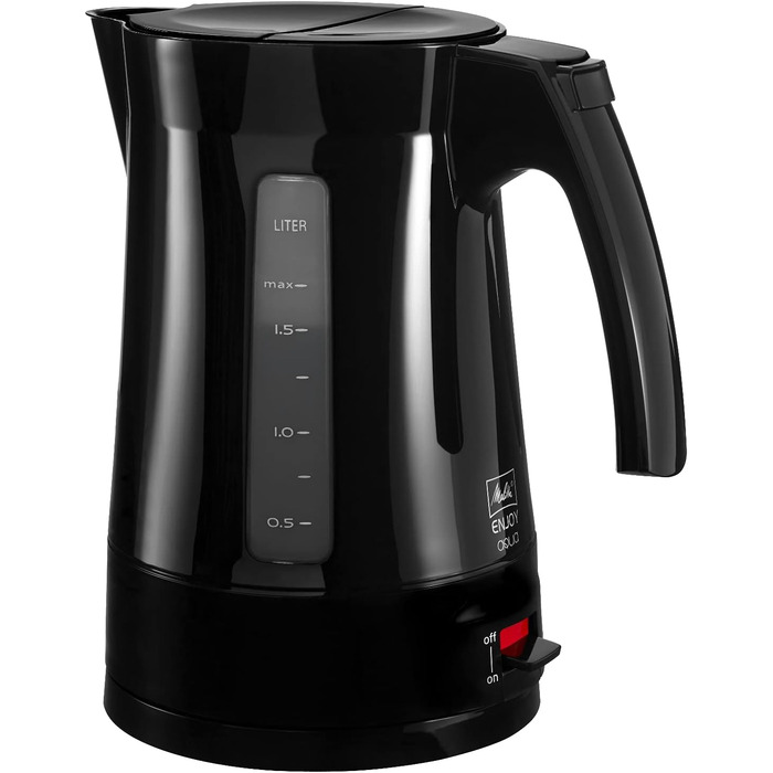 Електричний чайник MELITTA Enjoy Aqua, 1.7 л, 2400 Вт, чорний/червоний, знімний фільтр від накипу